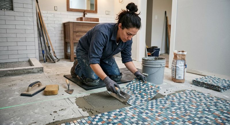 Mosaic Tile Floor Installation in Longmont, CO