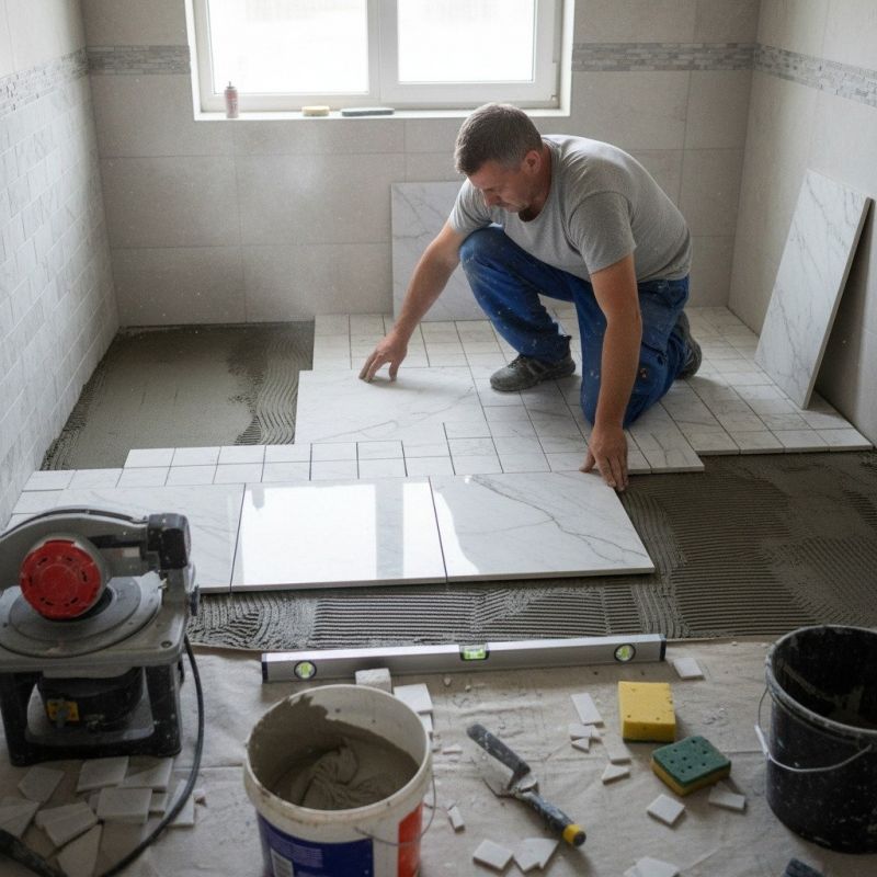 White Marble Tile Installation in Alpharetta, GA